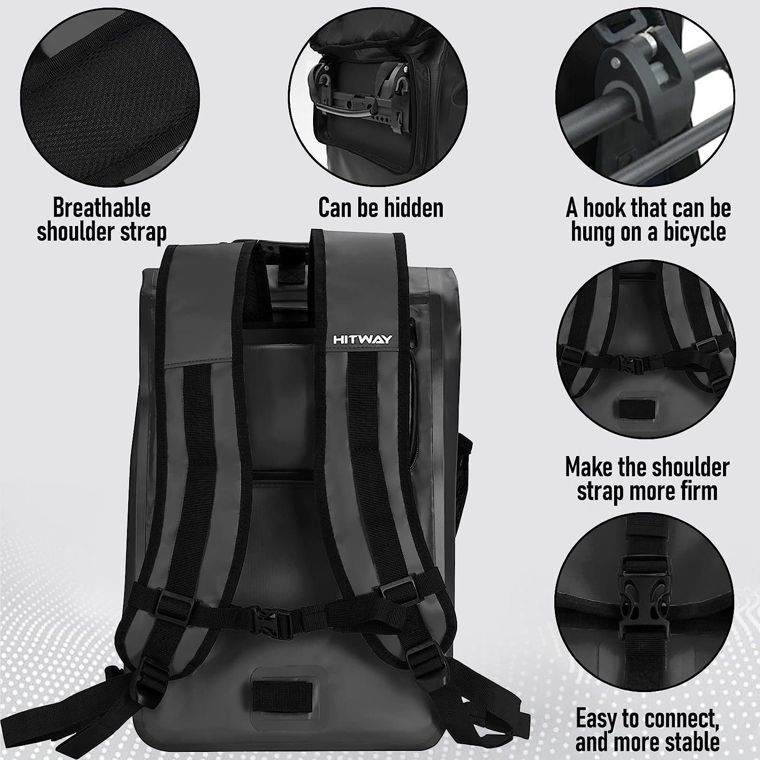 HITWAY Fahrradtasche 3in1 Fahrradtasche-29L-Geeignet als Gepäckträgertasche- wasserdicht