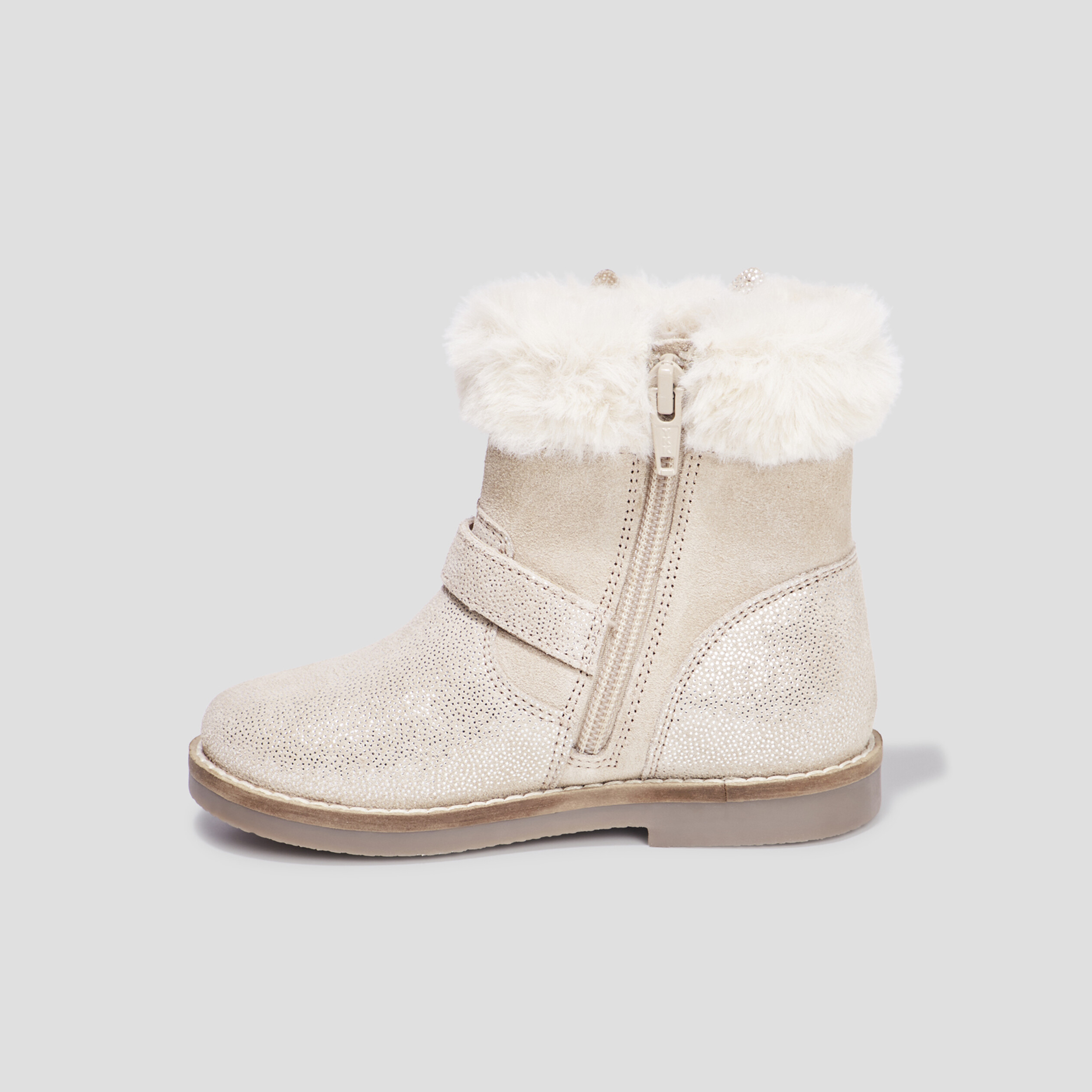 Bottes en cuir détails fourrure rose fille | La Halle