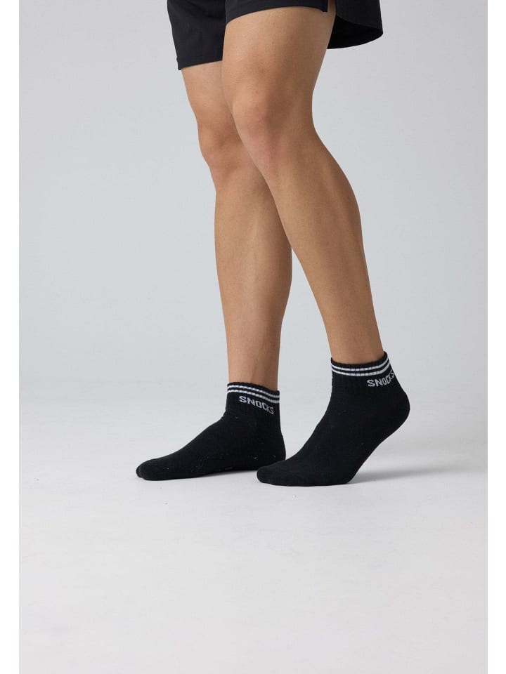 SNOCKS Retro Sneaker Socken aus Bio-Baumwolle 4 Paar in Schwarz (Streifen) günstig kaufen