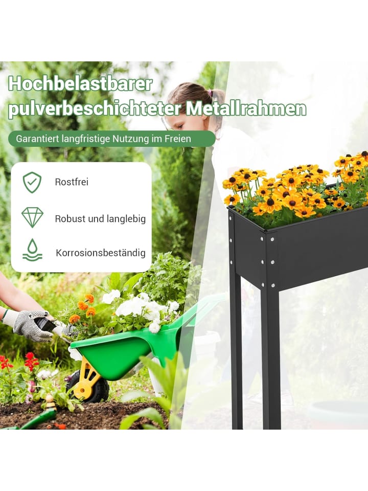 COSTWAY Hochbeet Metall 102x26,5x80cm in Schwarz günstig kaufen onesize