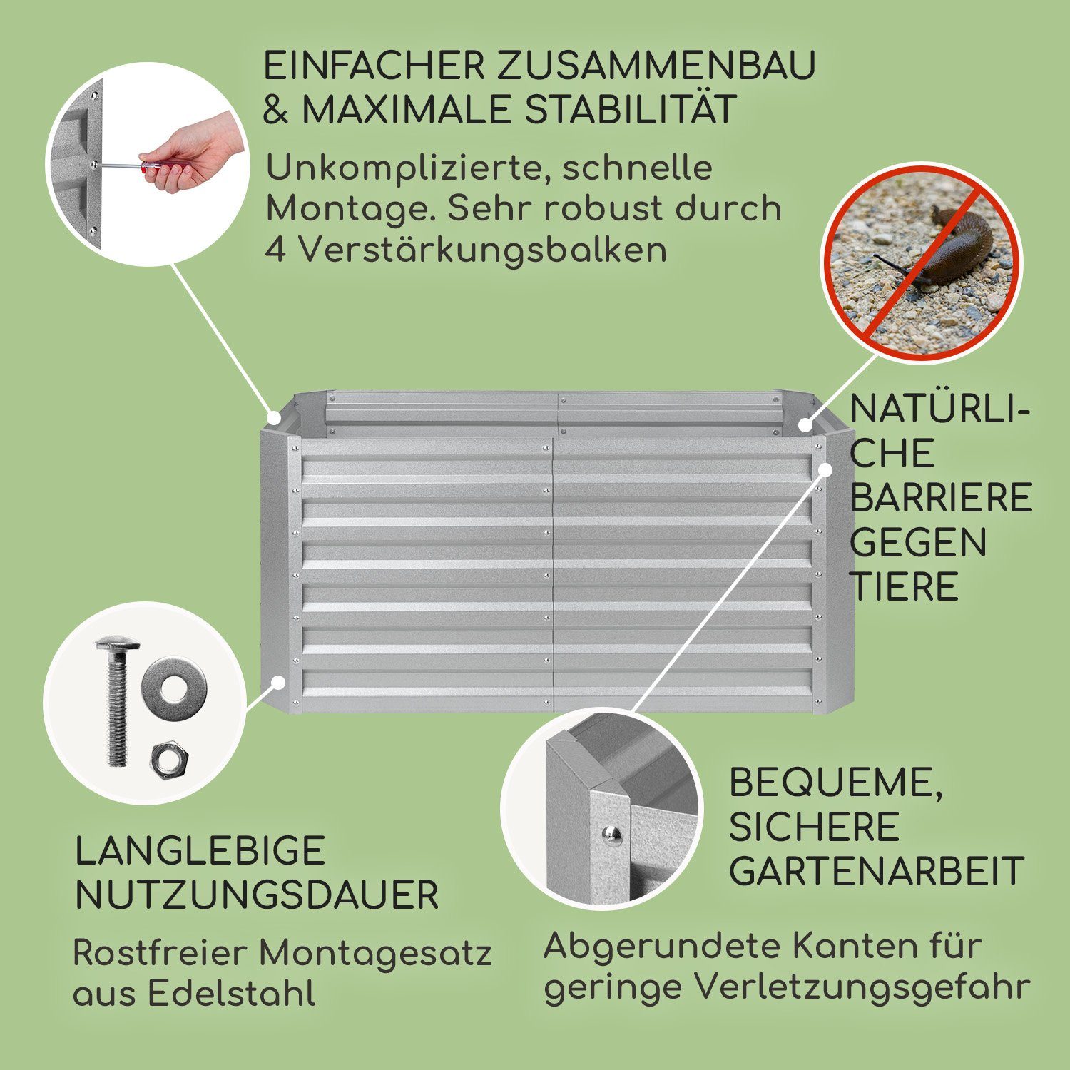 blumfeldt Hochbeet High Grow Straight, Pflanzkübel Outdoor Balkon außen groß Metall Garten