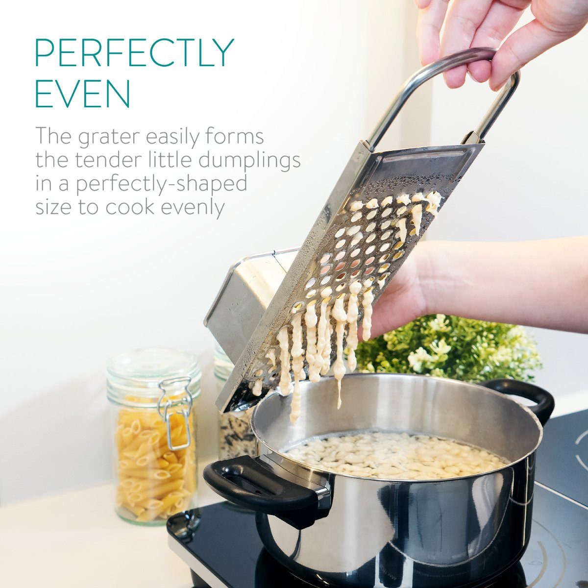 Navaris Spätzlehobel Spätzlehobel aus Edelstahl mit Schaber - spülmaschinenfest, Edelstahl