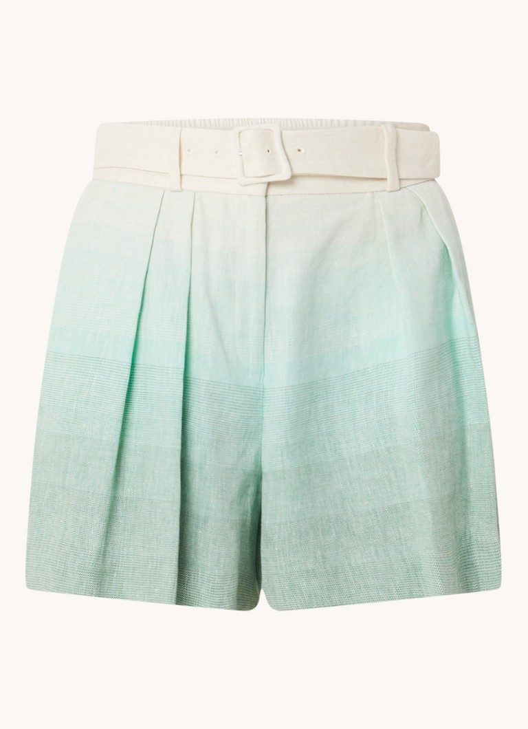 Shorts Claudie Pierlot Edamame de cintura alta e modelagem solta em mistura de linho.