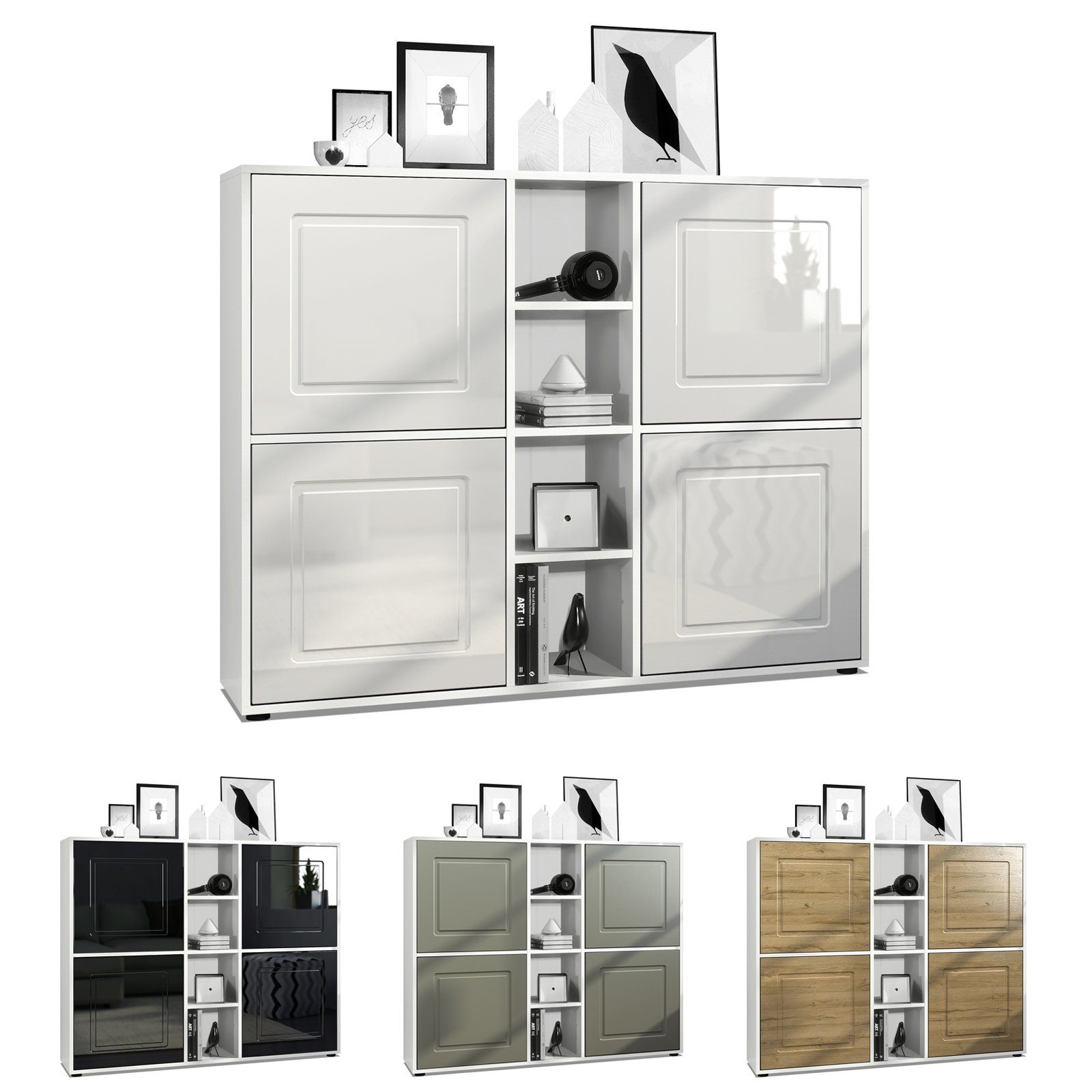 Möbelhandel Klipenstein Highboard NOAH V3 Kommode Schrank Landhaus Korpus weiß matt