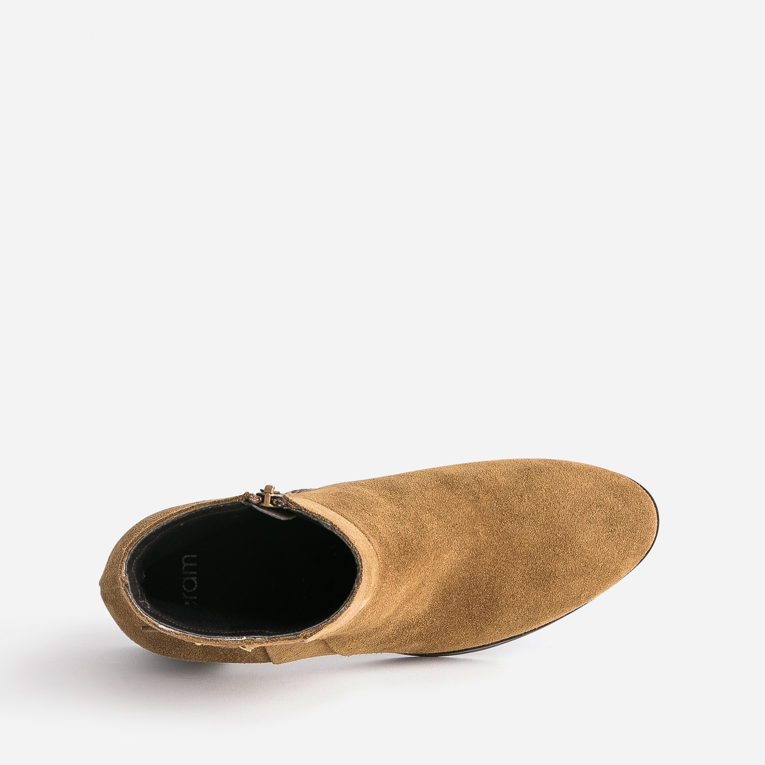 Boots talon camel en cuir velours
