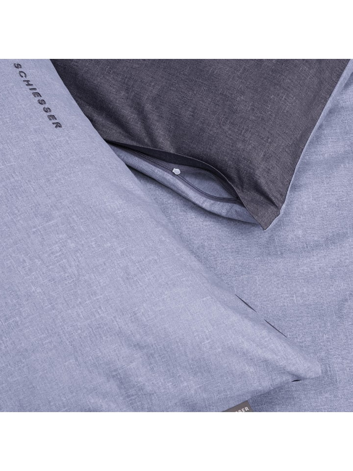 Schiesser Renforcé Bettwäscheset Doubleface in Blau günstig kaufen