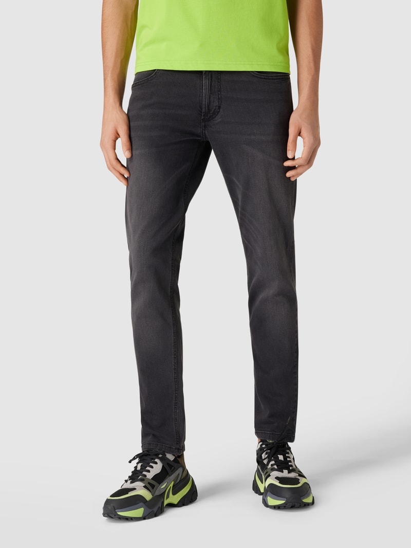 Straight Fit Jeans mit Brand-Detail in mittelgrau