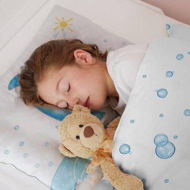 Kinderbettwäsche Wendebettwäsche Delfin, Koru Kids, 100%Baumwolle (Mako Satin), 2 teilig, als Kinderbettwäsche 135x200 oder Babybettwäsche 100x135