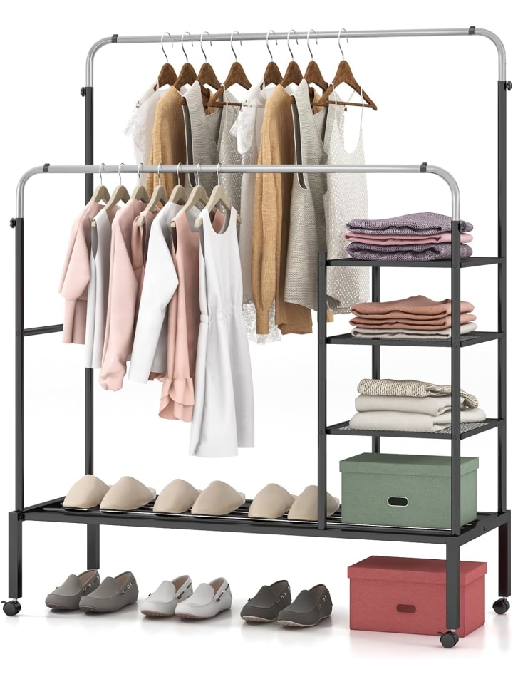 COSTWAY Kleiderständer auf Rollen 170cm in Silber günstig kaufen onesize