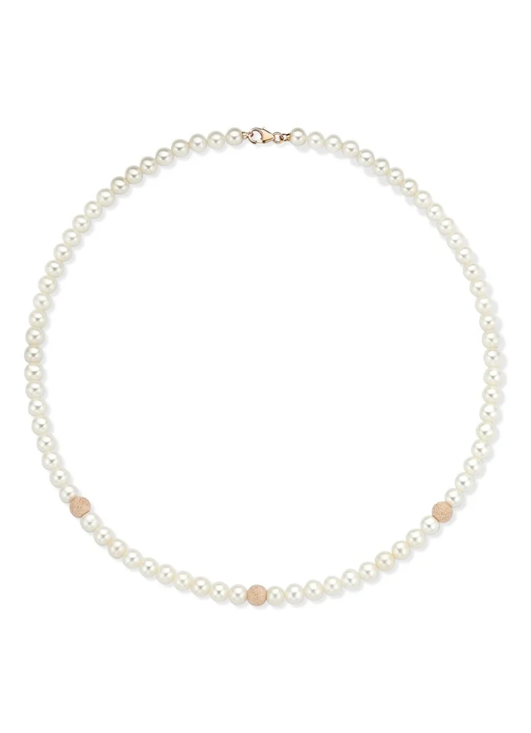 Diamond Point Rose gold necklace white freshwater pearl Riviera