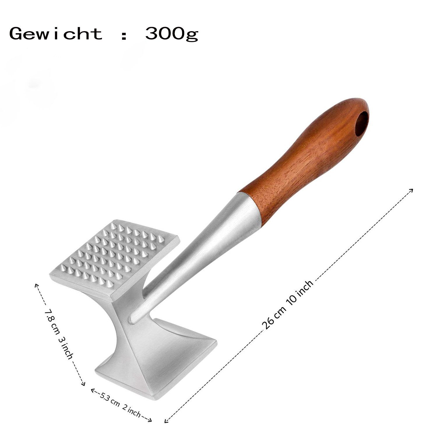 Mutoy Fleischklopfer Fleischklopfer,Doppelseitiger fleischklopfer aus Edelstahl, Edelstahl Steak Mallet,Fleischhammer,Hammer zum Klopfen von Fleisch