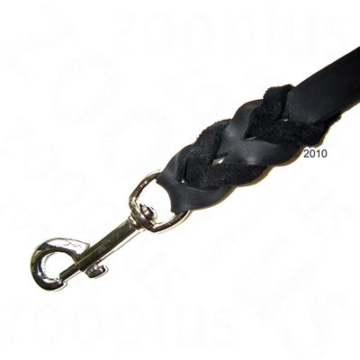 Heim Lederleine mit eingeflochtenem Karabiner, schwarz