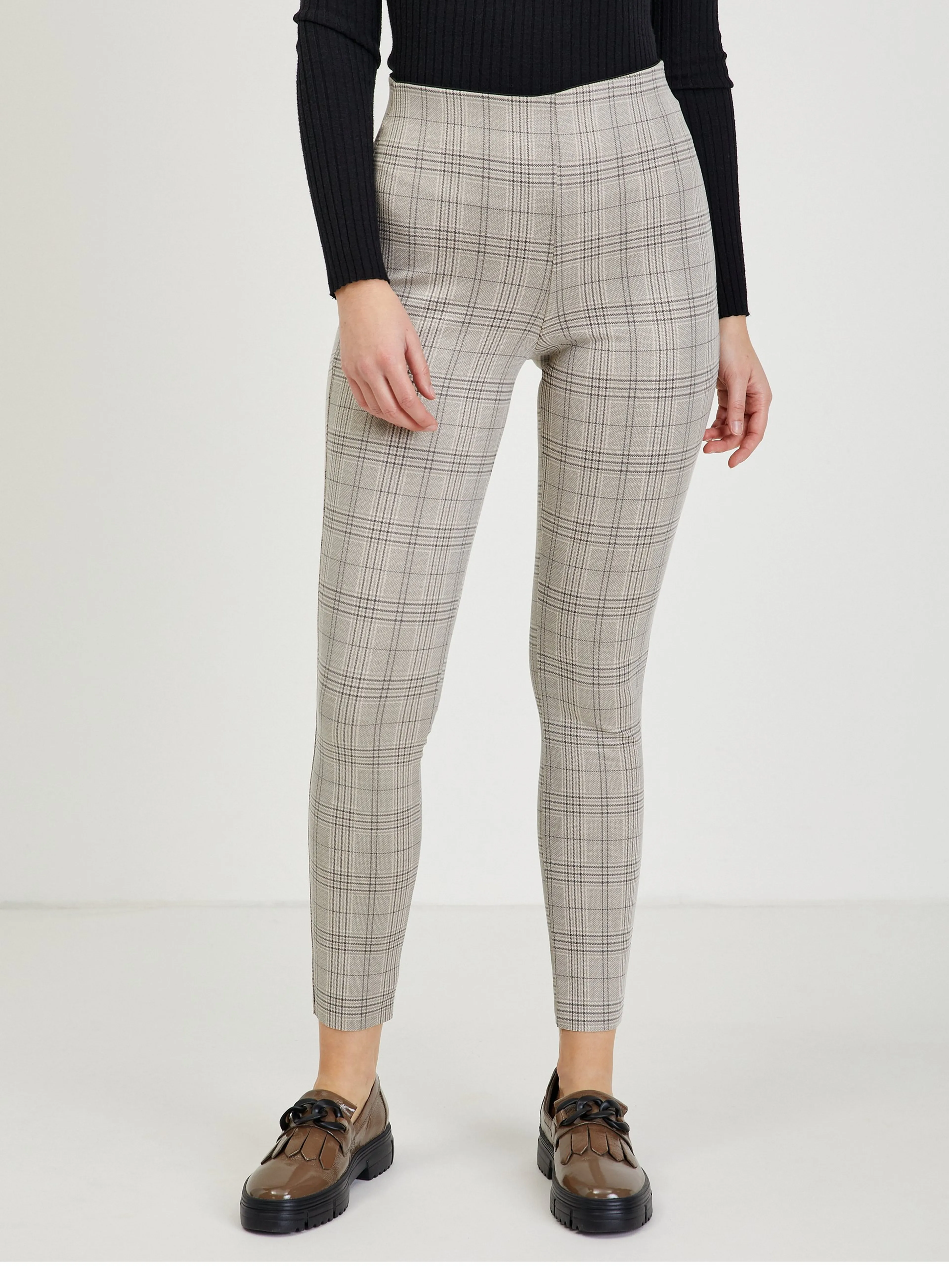 Beige Damenhose mit Karomuster ORSAY