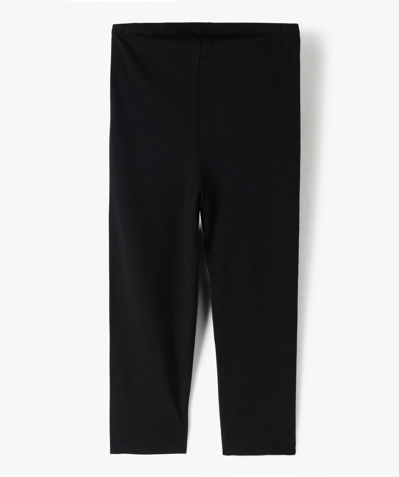 Legging fille court uni à taille élastiquée noir | GEMO