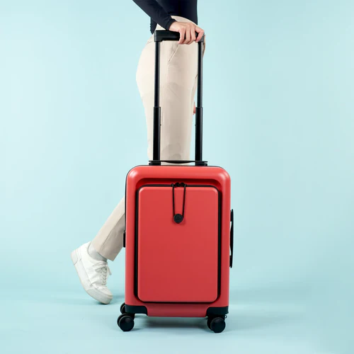 LHR 4-wheel hard-shell suitcase with plain orange pouch