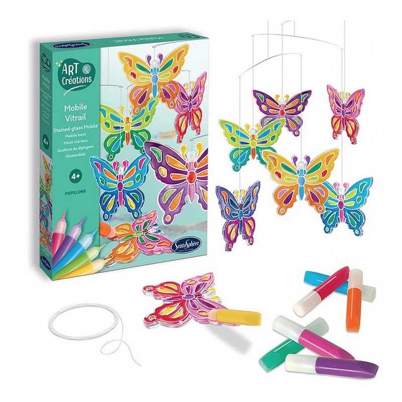 Mobile vitrail Papillons, Art et créations Sentosphère