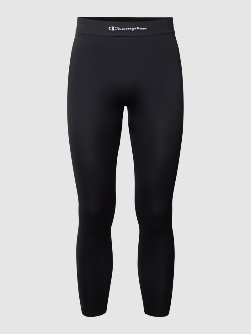 Leggings mit Label-Print in schwarz