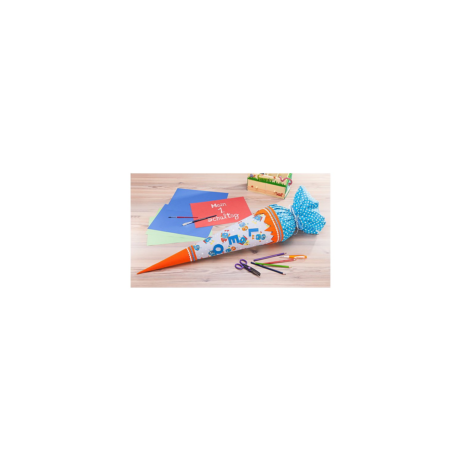 Schultüten-Rohling, weiß-grau, 70 cm, 1 Stück