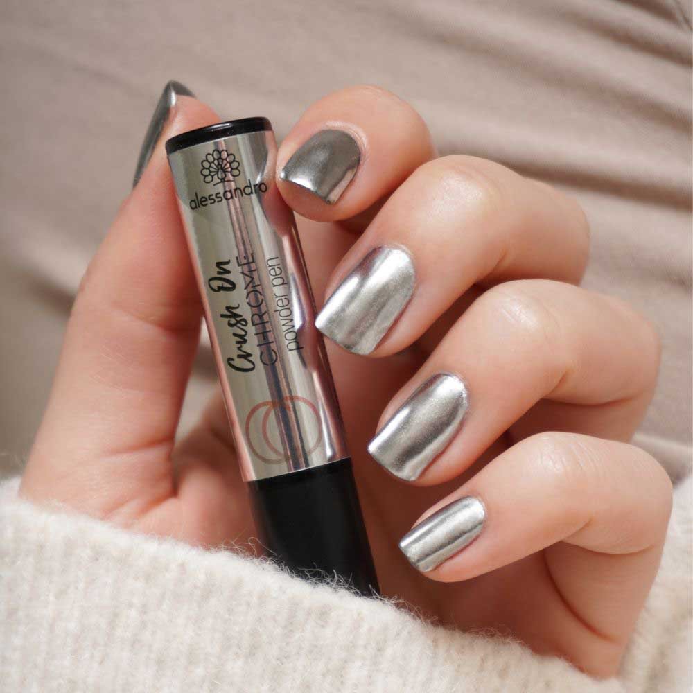 Alessandro Striplac Peel or Soak Silver Crush on Chrome Set