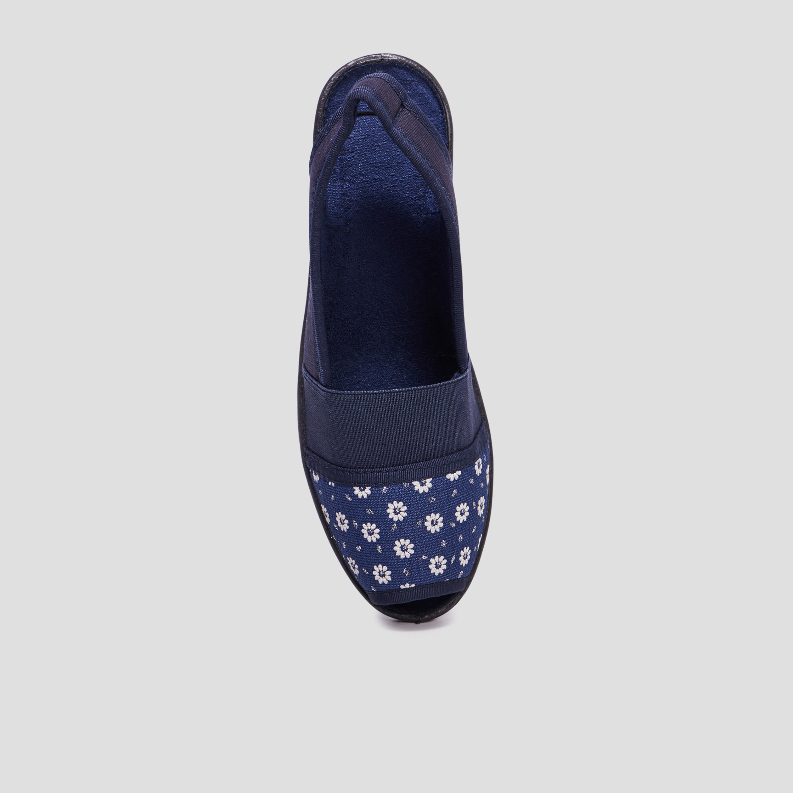 Chaussons sling back compensés bleu femme | La Halle