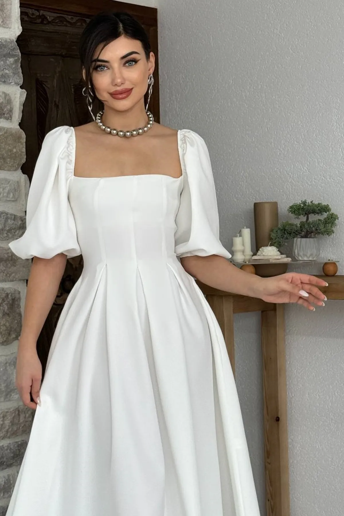 vuvutasarım  Kleid - Weiß - A-Linie