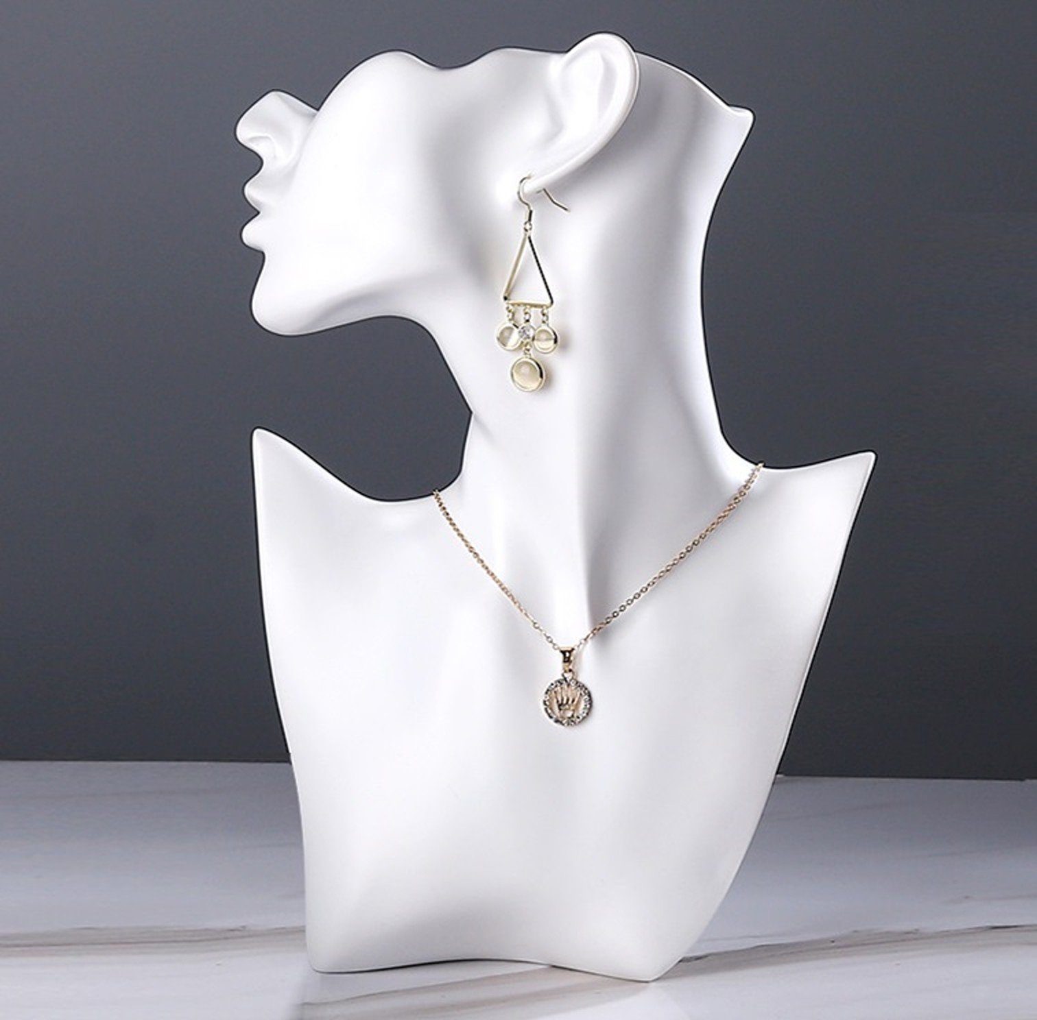 BAYLI Schmuckständer Schmuckbüste weiß, Schmuck-Mannequin Büste als Schmuckständer für