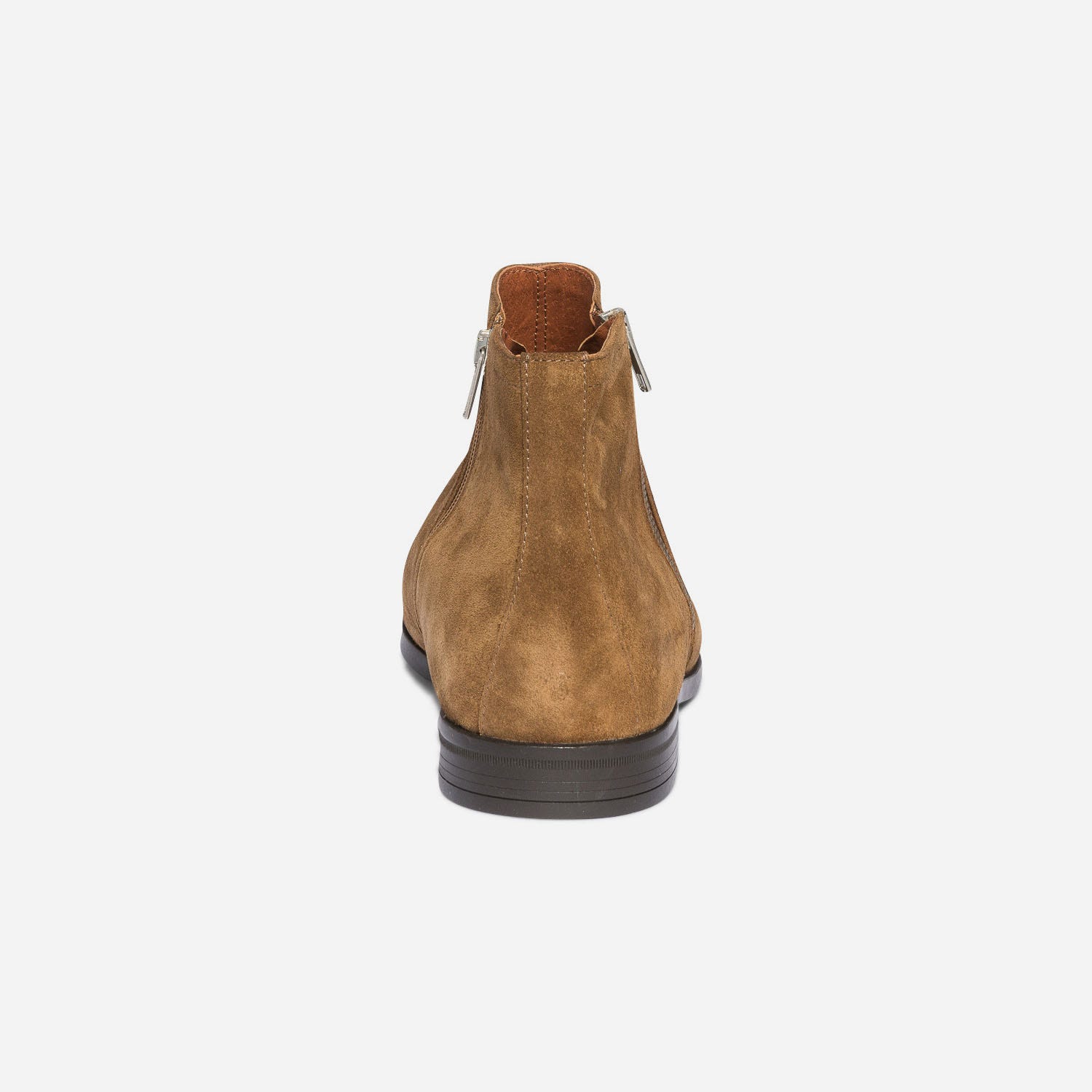 Boots marron clair en cuir velours