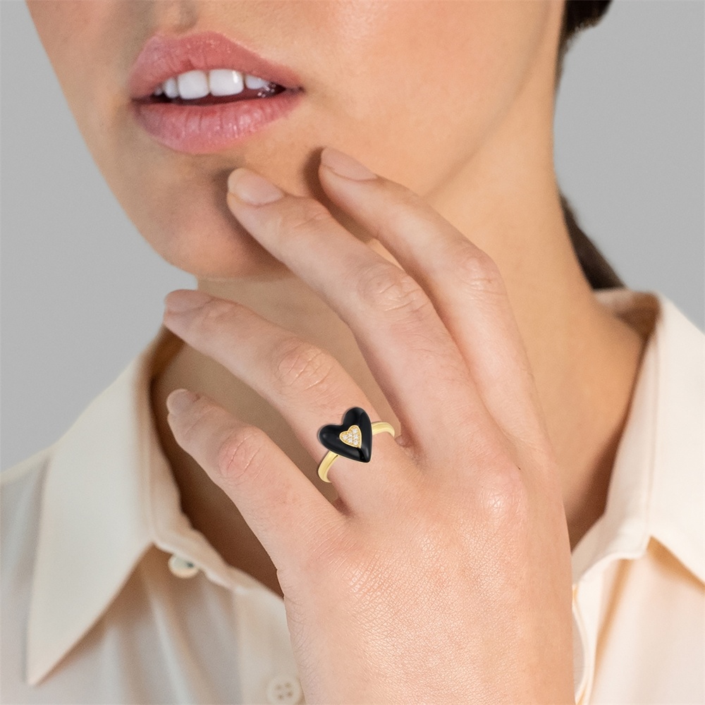 Glanzstücke München Bague Coeur Argent sterling Oxyde de zirconium (CZ) en Or jaune Bague