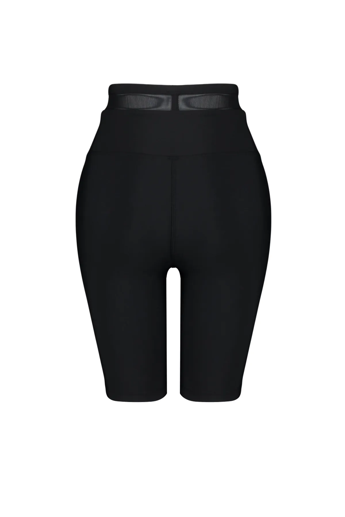Trendyol Collection  Schwarze Sport-Leggings mit gestricktem Tüll und Restorer-Taille, kurz, für Radfahrer/Biker THMSS24TY00017