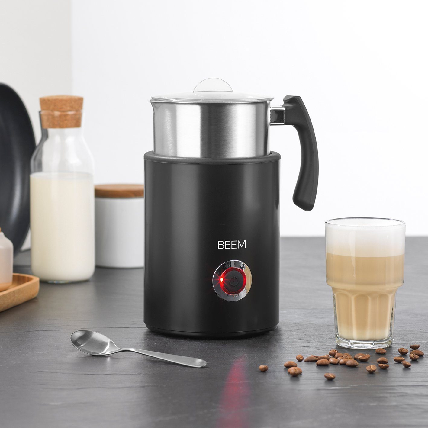BEEM Milchaufschäumer MILK-PERFECT Induktions-Milchaufschäumer 260ml, 500 W, abnehmbare und spülmaschinengeeigneten Edelstahl-Kanne
