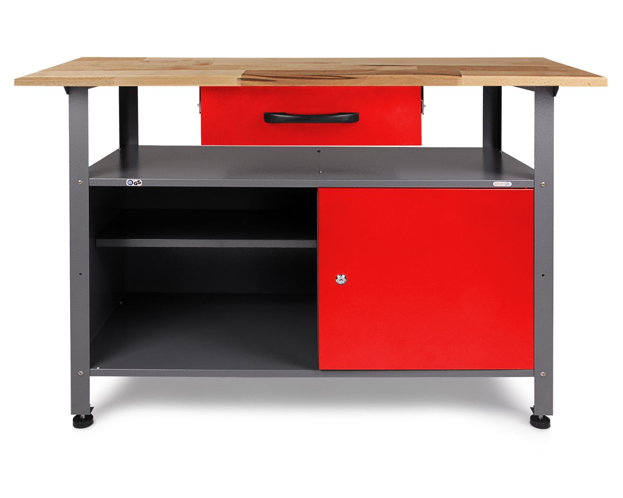 Ondis24 Werkstatt Set Klaus 120 cm 1 Schrank LED rot