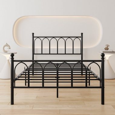 OKWISH Metallbett Einzelbett Jugendzimmer mit Lattenrost ohne Martatze, 120x200cm