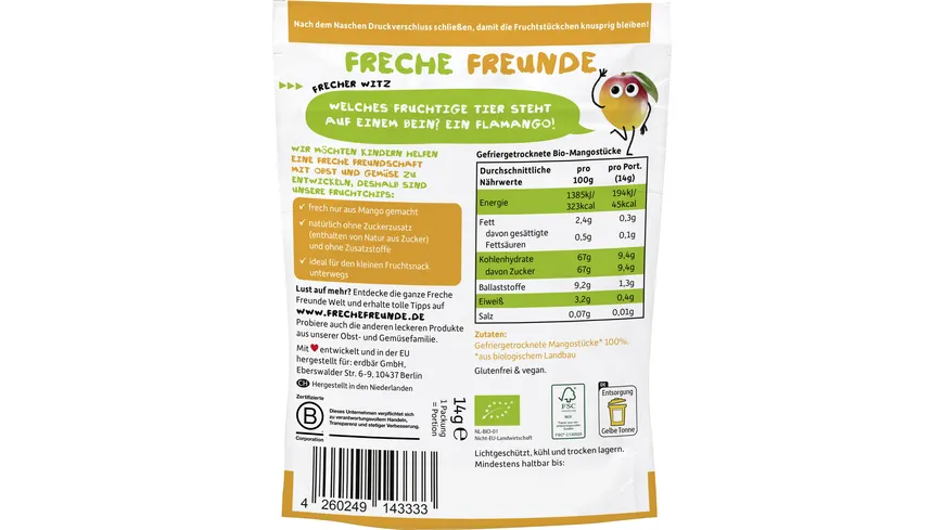 Freche Freunde Bio Fruchchips 100% Mango 14 g