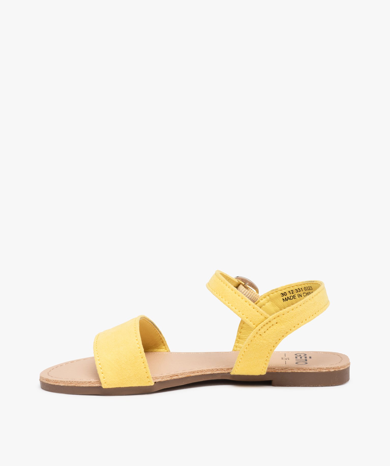 Sandales fille à brides en suédine unie jaune | GEMO