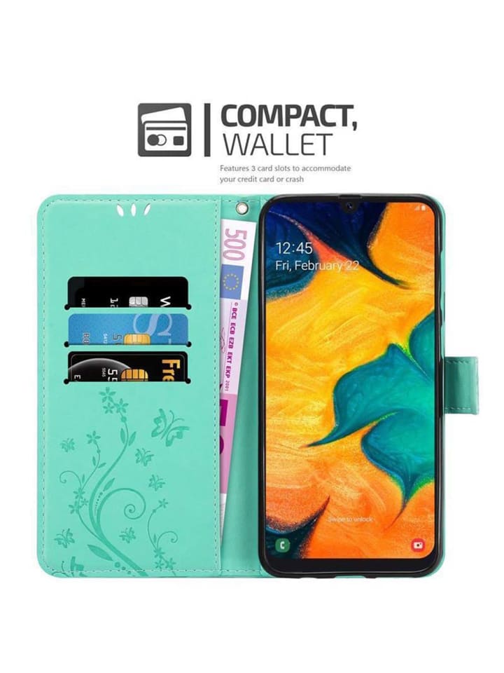 cadorabo Hülle für Samsung Galaxy A20 / A30 / M10s Blumen Design in FLORAL TÜRKIS günstig kaufen onesize