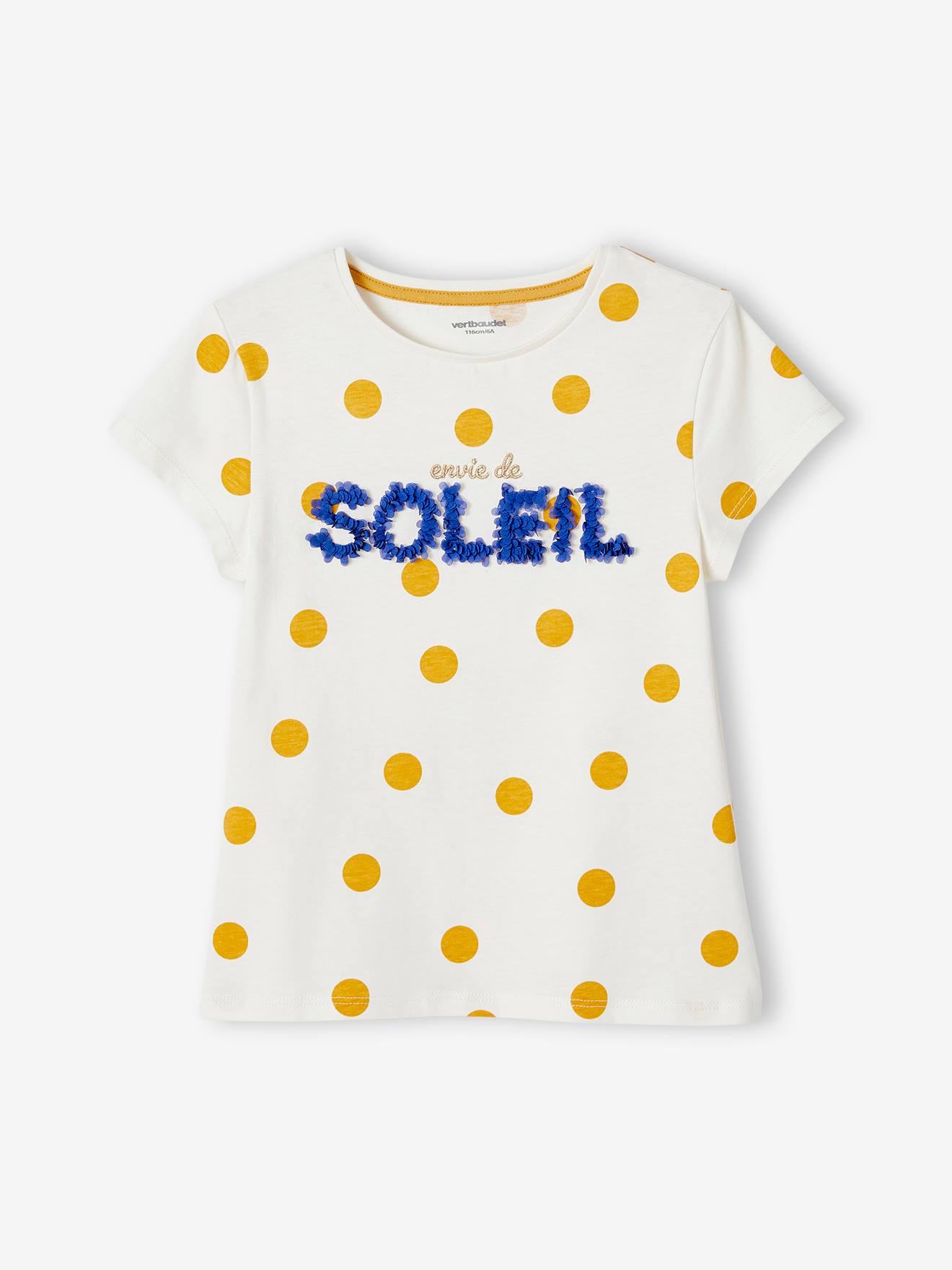 T-shirt imprimé animation relief fille écru