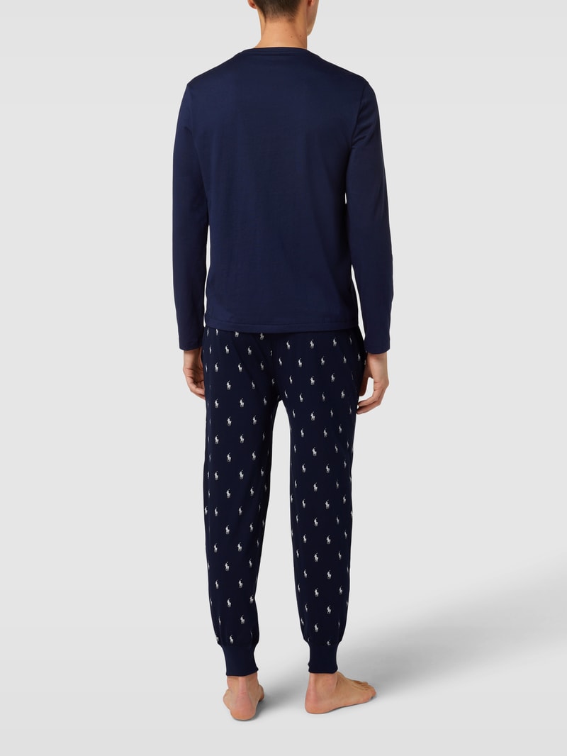 Pyjama mit Label-Details in marineblau