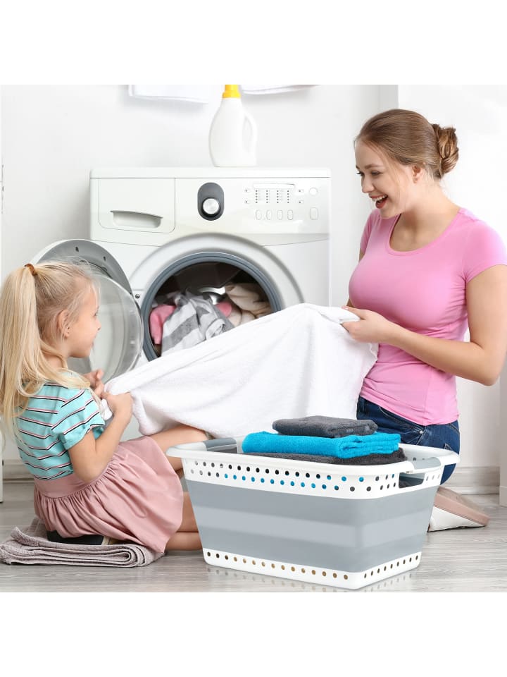 relaxdays Wäschekorb in Grau - (B)61 x (H)27 x (T)45,5 cm günstig kaufen onesize