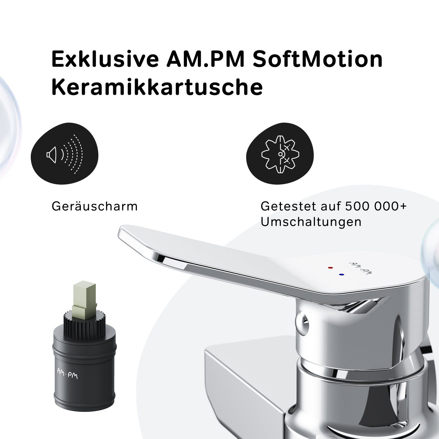 AM.PM Duscharmatur X joy Wasserhahn Bad, Keramikkartusche SoftMotion 35mm beständig gegen Korrosion, Kratzer und Schmutz