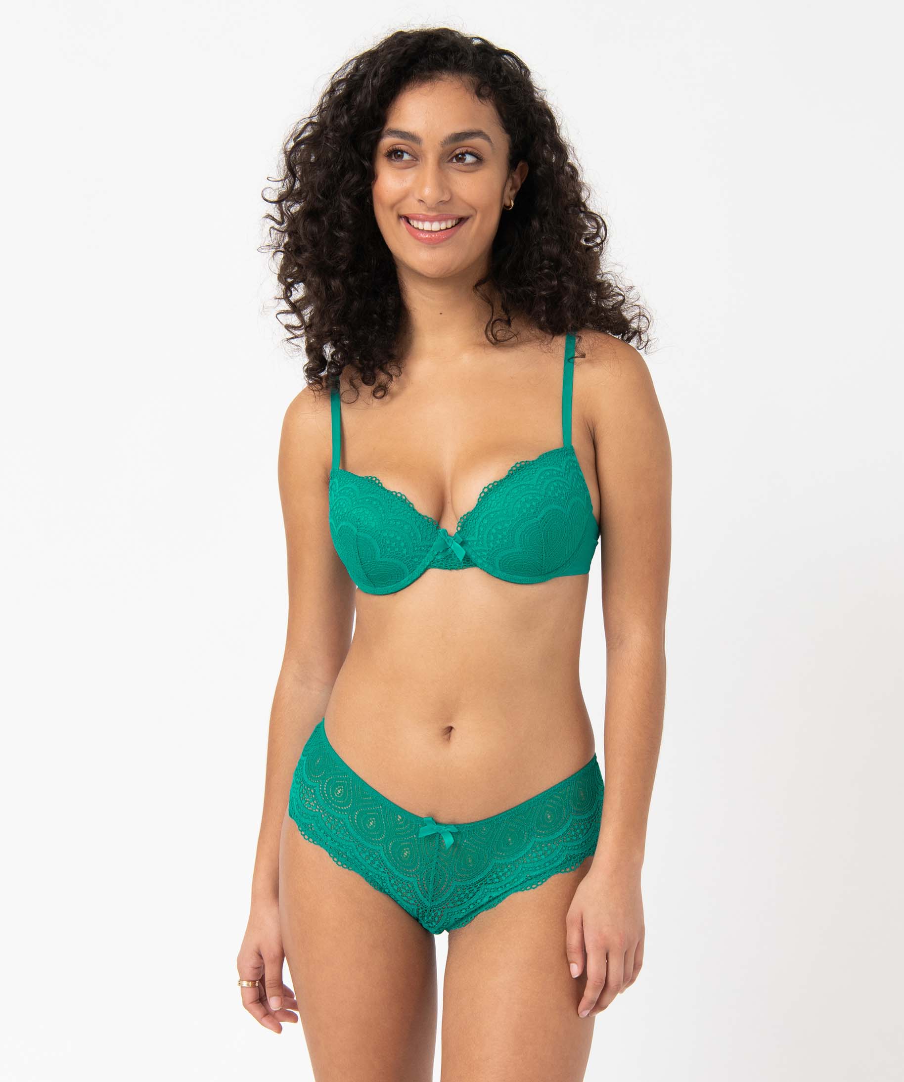 Shorty en dentelle et tulle femme (lot de 2) vert | GEMO