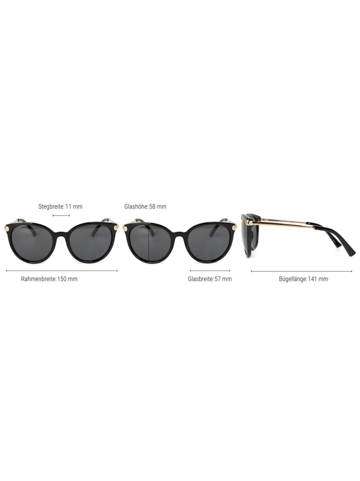 styleBREAKER Cateye Sonnenbrille in Schwarz-Gold / Grau Verlauf günstig kaufen onesize