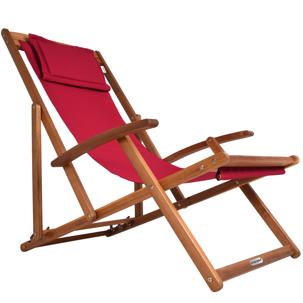 Casaria Sonnenliege Rot Akazienholz