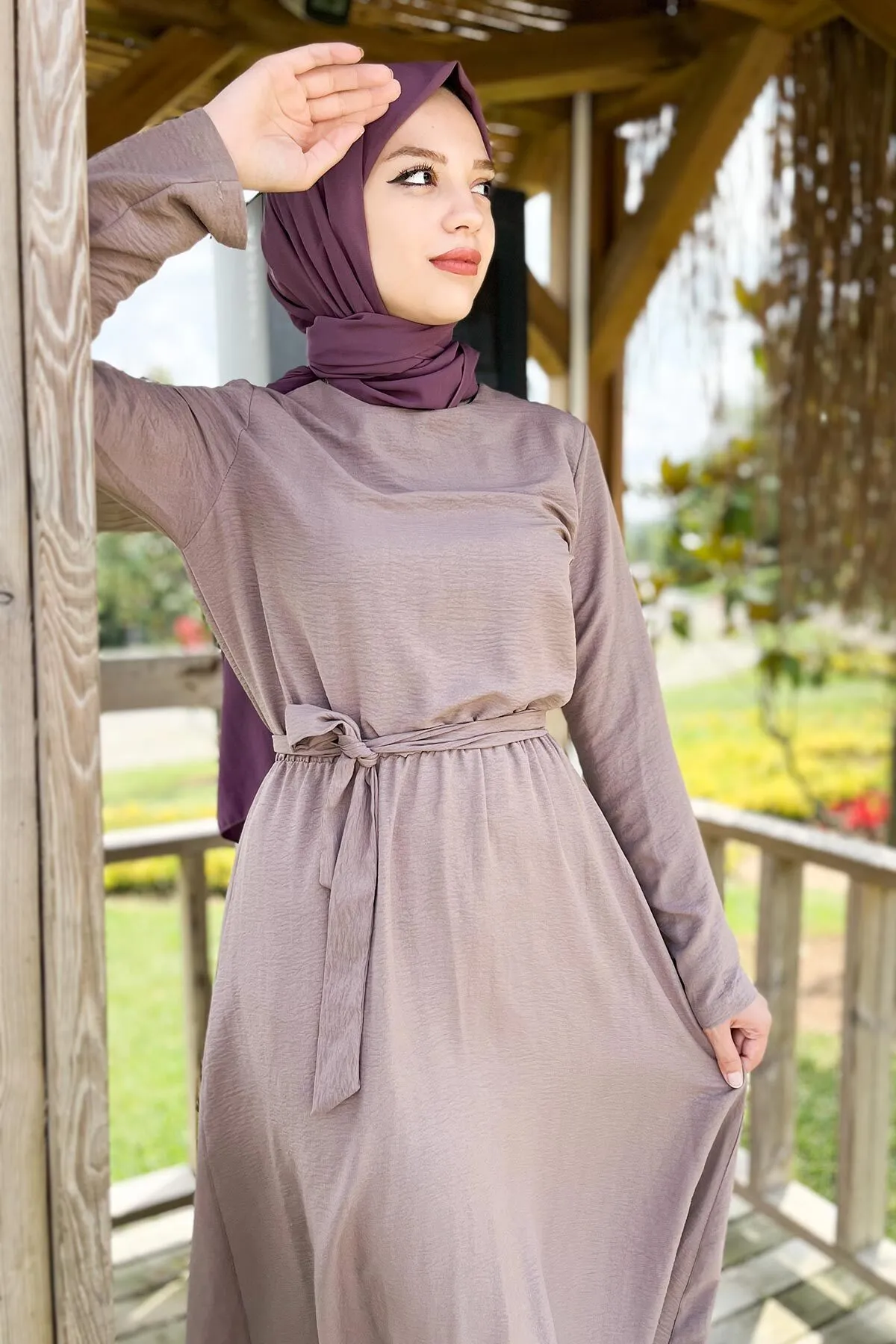 Tesettür Dünyası  Ayrobin Kleid Tsd220540 Nerz