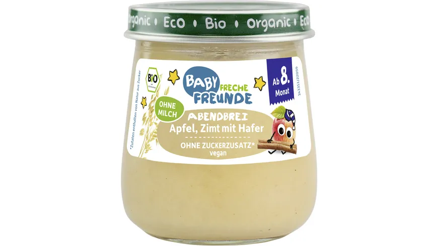 Freche Freunde Bio Gläschen Abendbrei Apfel, Zimt mit Hafer 120 g
