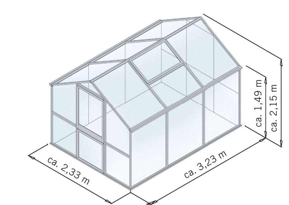 KGT Gewächshaus Tulpe III, BxTxH: 233 x 323 x 215 cm, 16 mm Wandstärke