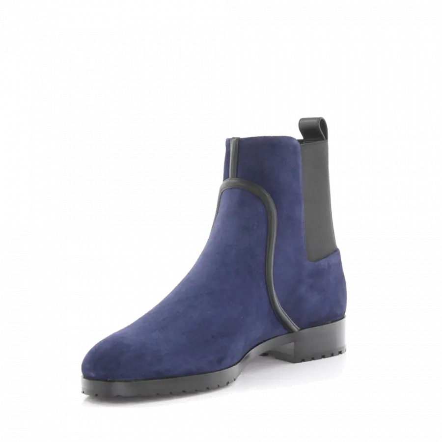 Sergio Rossi - Stiefeletten Kalbsleder Veloursleder blau - blau