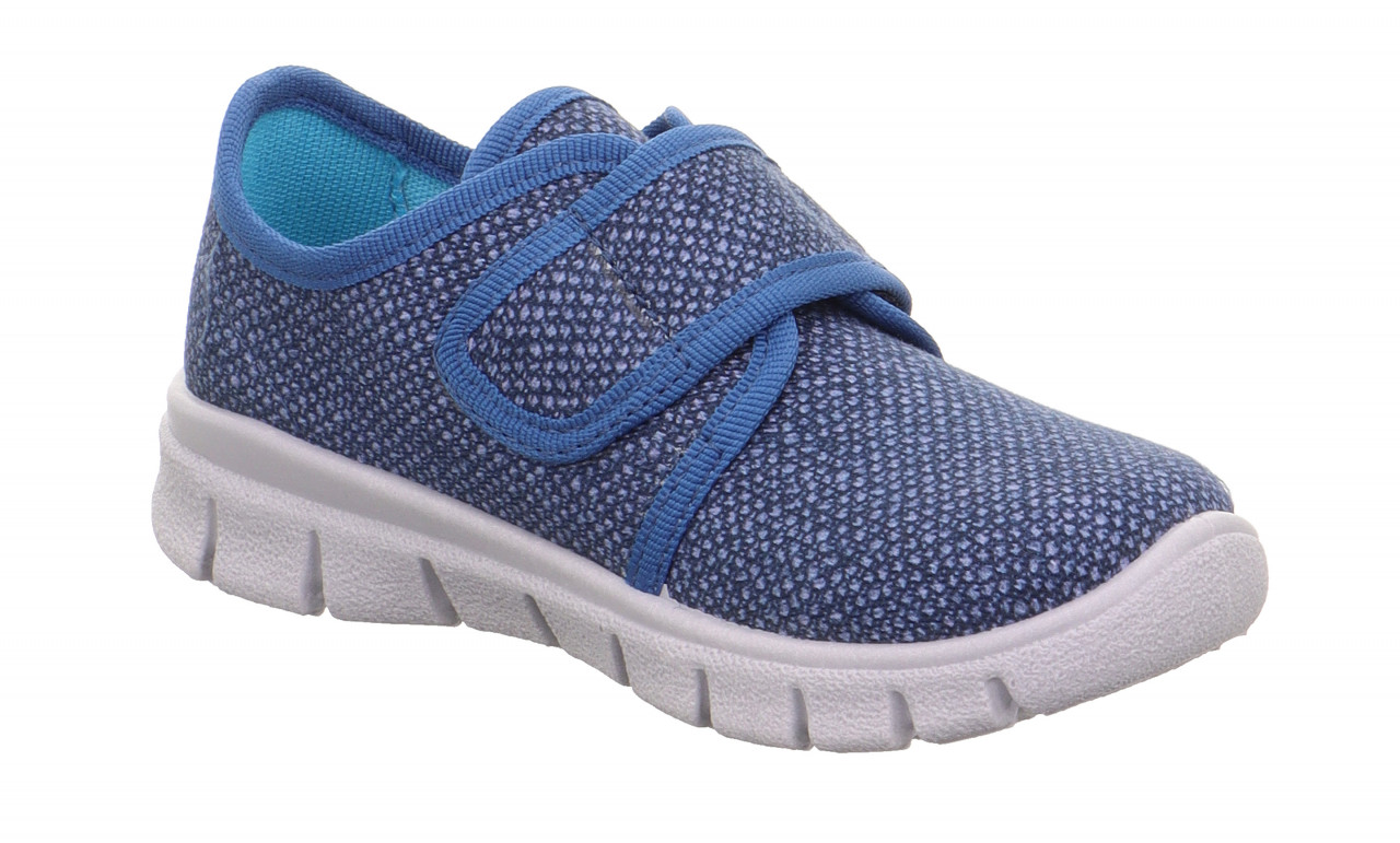 BOBBY - Blau/Mehrfarbig Hausschuh mit Klettverschluss