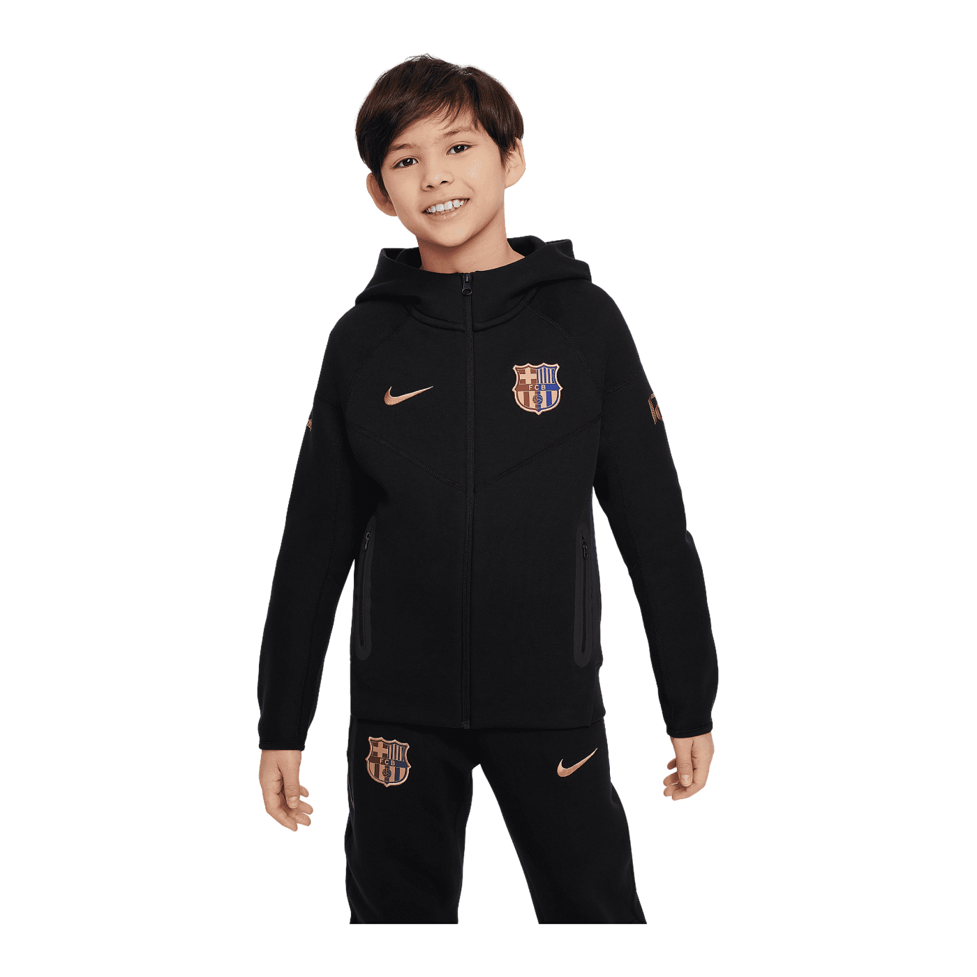 Nike FC Barcelona Tech Fleece Kapuzenjacke Kids Schwarz F011