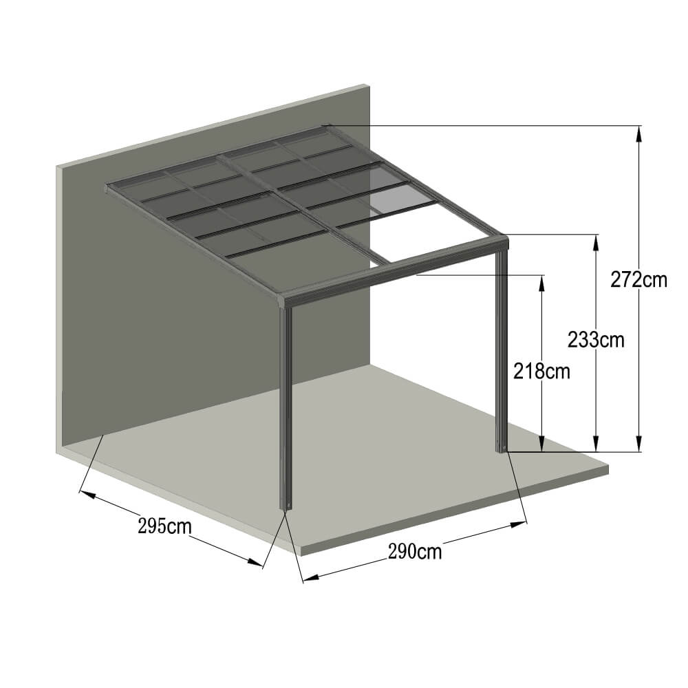 Home Deluxe Terrassenüberdachung SOLIS DELUXE - 290 x 295 x 233 / 272 cm Grau