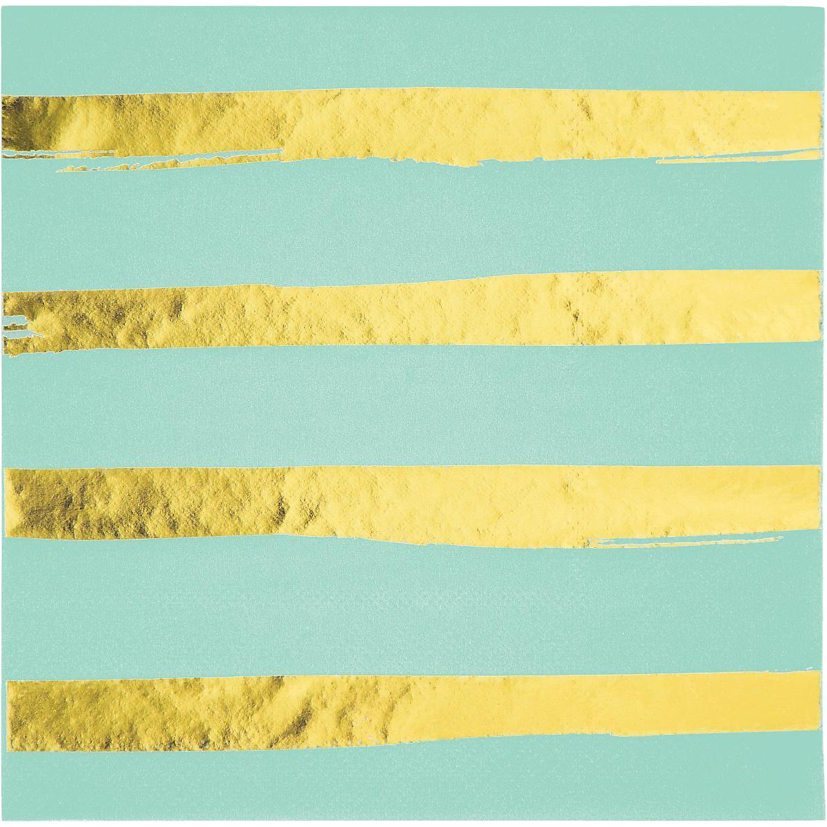 Servietten Folienaufdruck Streifen Gold Mint, 33 cm, 16 Stück